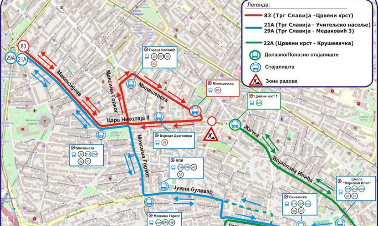 IZMENE U GRADSKOM PREVOZU: Ovako će zbog radova saobraćati linije 21, 22, 29 i 83