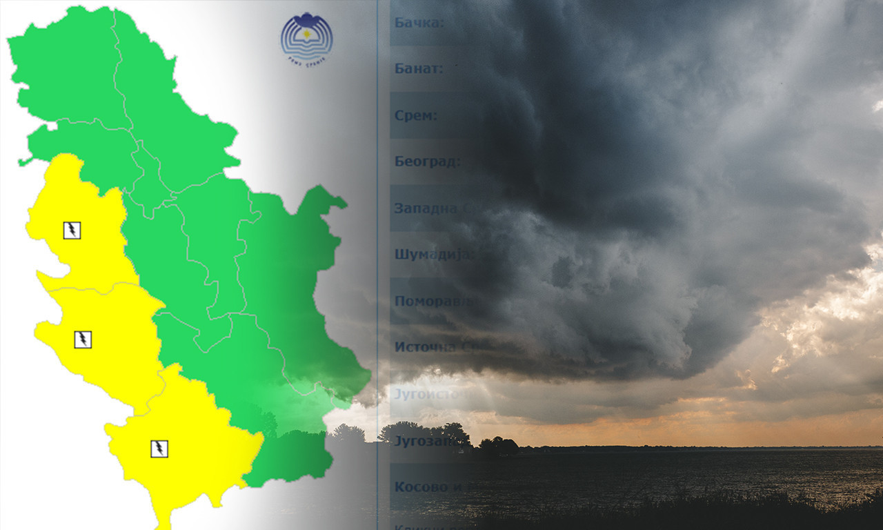 OVI DELOVI SRBIJE NA UDARU pljuskova sa grmljavinom! Večeras se MENJA VREME, najnovija NAJAVA RHMZ!