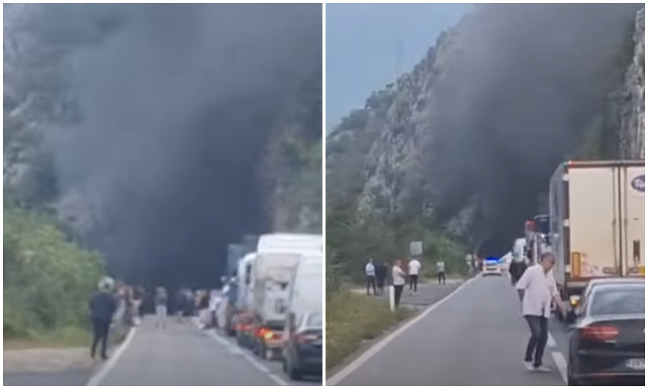 TEŠKA NESREĆA KOD MOSTARA! Kamion u PLAMENU, crni dim kulja iz TUNELA - ima POGINULIH (VIDEO)