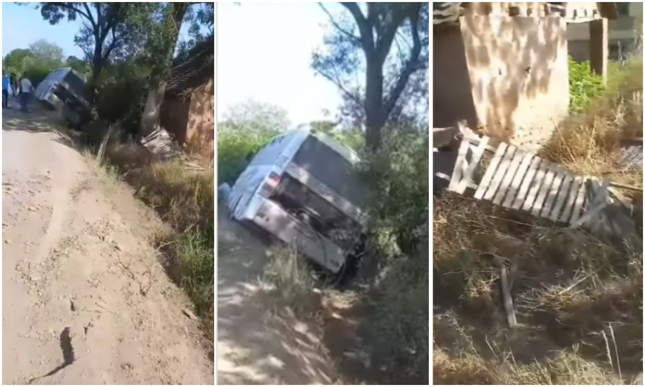 PRVI SNIMAK AUTOBUSA KOJI JE ZAVRŠIO U JARKU u Lazarevcu! Za dlaku izbegnuta stravična NESREĆA (VIDEO)