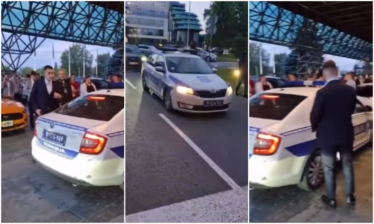 OVO BEOGRAD JOŠ NIJE VIDEO! Mladići u POLICIJI SA ROTACIJOM pristigli na MATURU, ispred hotela svi ZANEMELI (VIDEO)