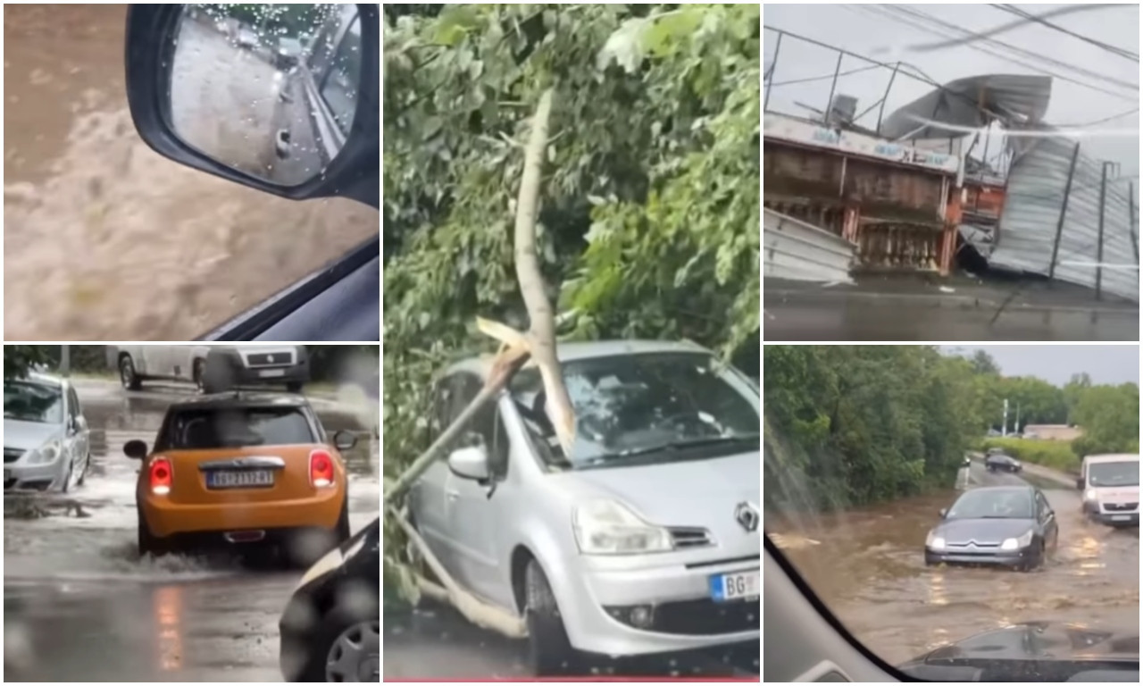 OVAKO HARA OLUJNA MASA NAD SRBIJOM - APOKALIPTIČNE SCENE Vozila i kuće pod vodom, drveće pada na sve strane!