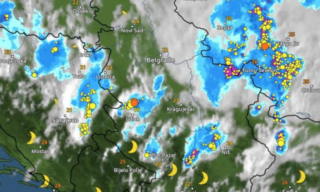 NEVREME U SRBIJI ĆE SE OVAKO KRETATI TOKOM VEČERI: U olujnoj zoni centralna Srbija, a onda na udaru OVI DELOVI!