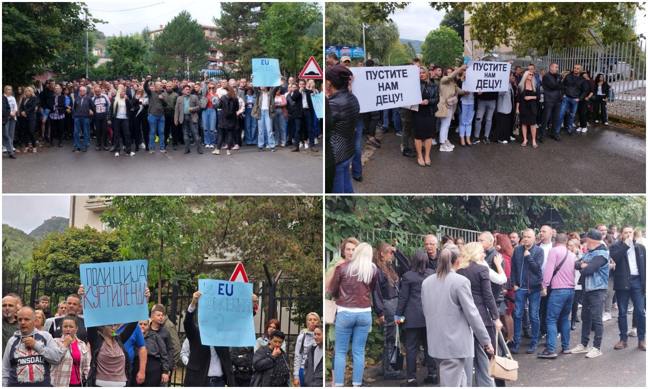 PROTEST PORODICA uhapšenih srpskih mladića ispred policijske stanice u KOSOVSKOJ MITROVICI: "Pustite nam decu!"