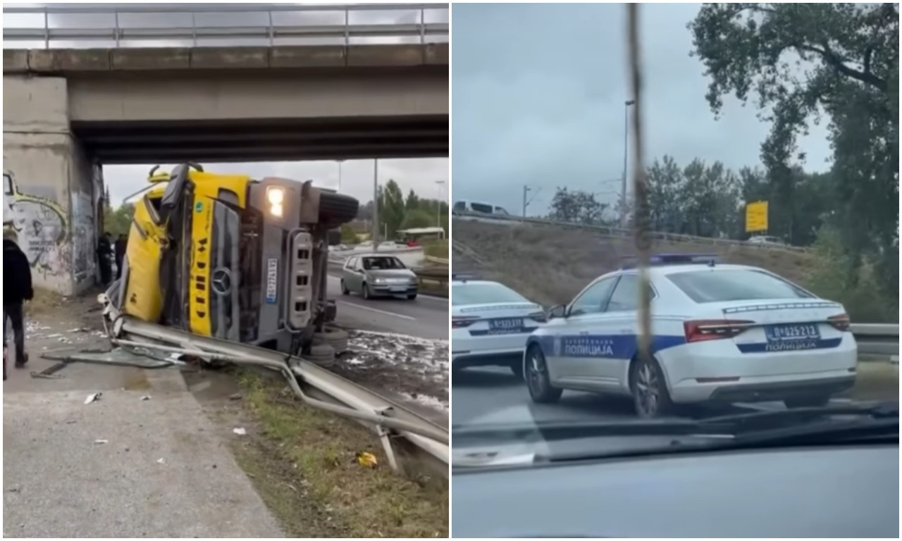 Pogledajte jeziv udes kod PANČEVAČKOG MOSTA: Sudarili se kamion i kombi, pa "pokupili" pešaka (VIDEO)