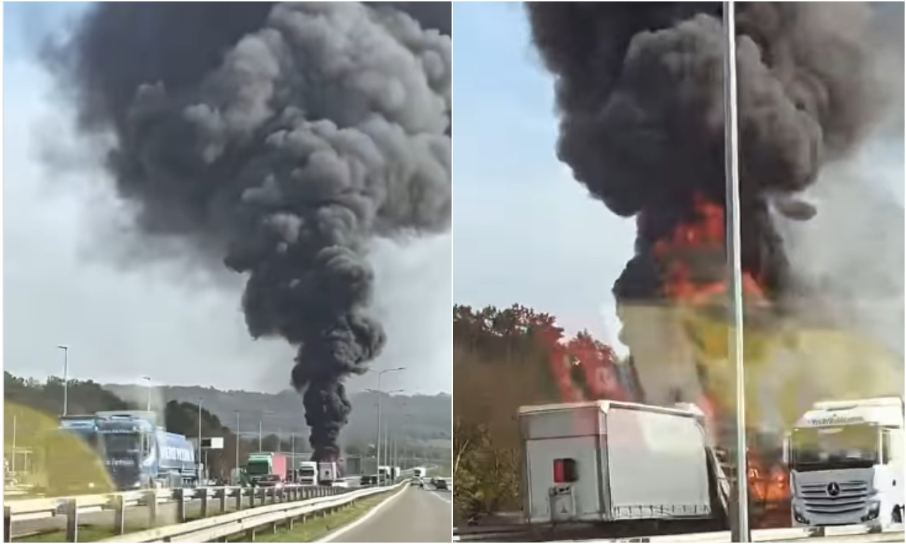 Pogledajte stravične scene POŽARA na auto - putu kod ALEKSINCA: Vatra "guta" KAMION  (FOTO + VIDEO)