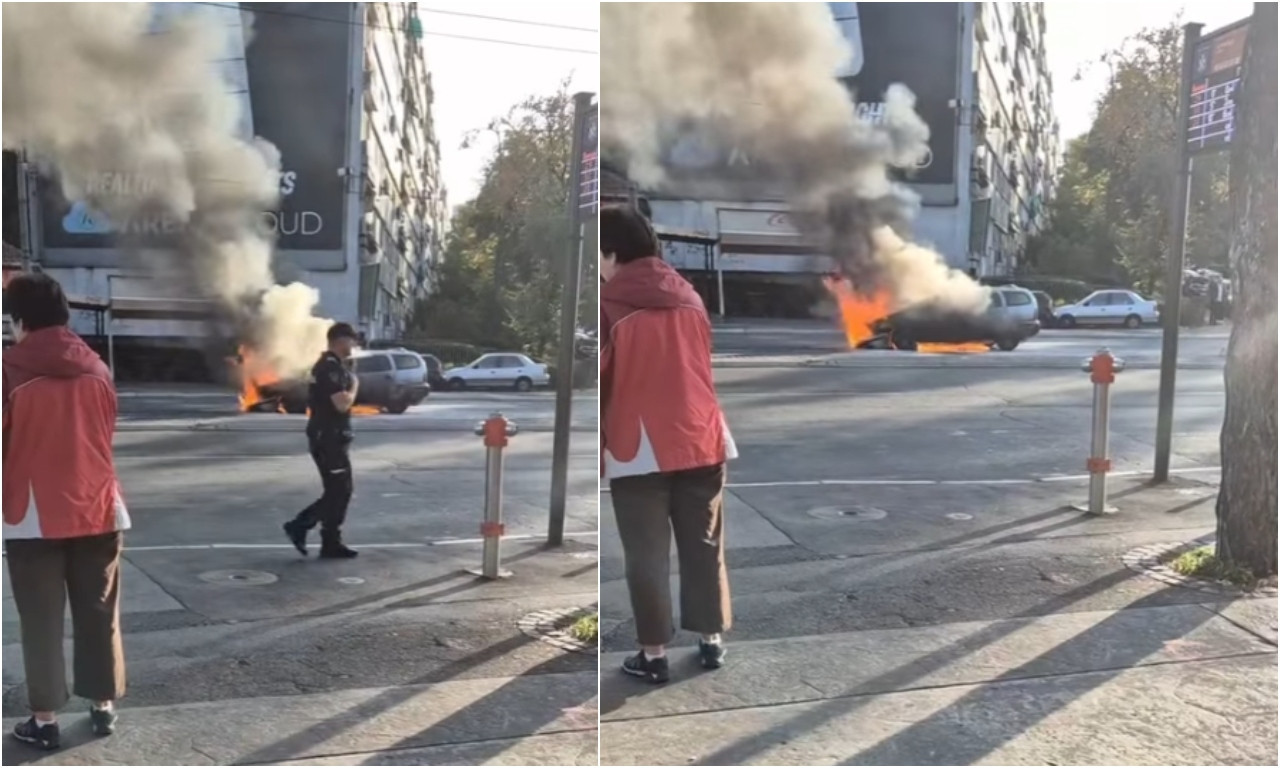 VATRA "guta" VOZILO! Veliki oblak dima i plamen na ulici (VIDEO)