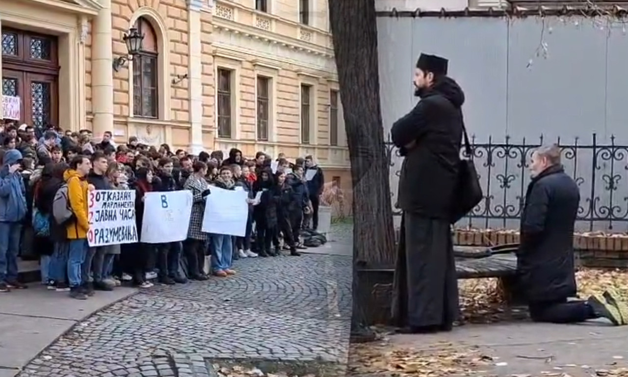 DIREKTOR KLEČI ISPRED ULAZA U GIMNAZIJU Ovakva scena nikad nije viđena u Srbiji! (VIDEO+FOTO)