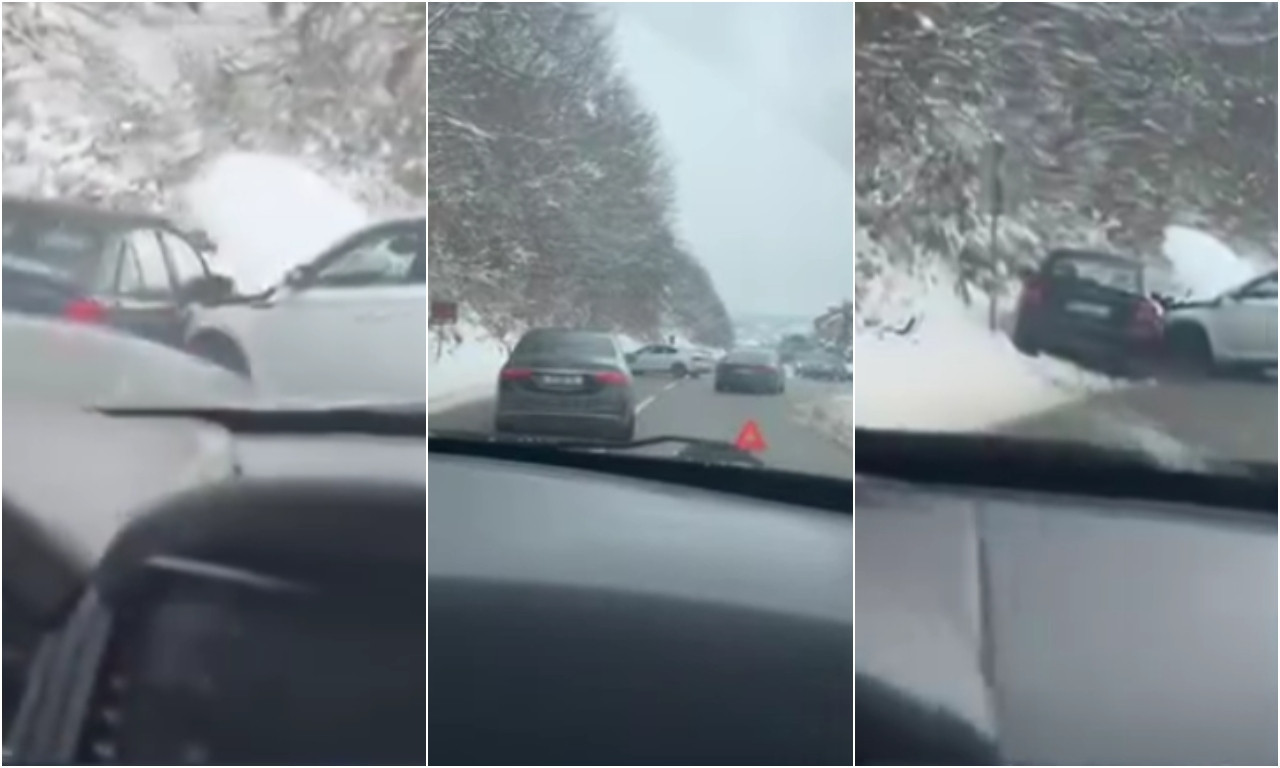 TEŠKA SAOBRAĆAJKA KOD NOVE VAROŠI! Vozači, budite oprezni! Ovaj automobil je završio u snegu (VIDEO)