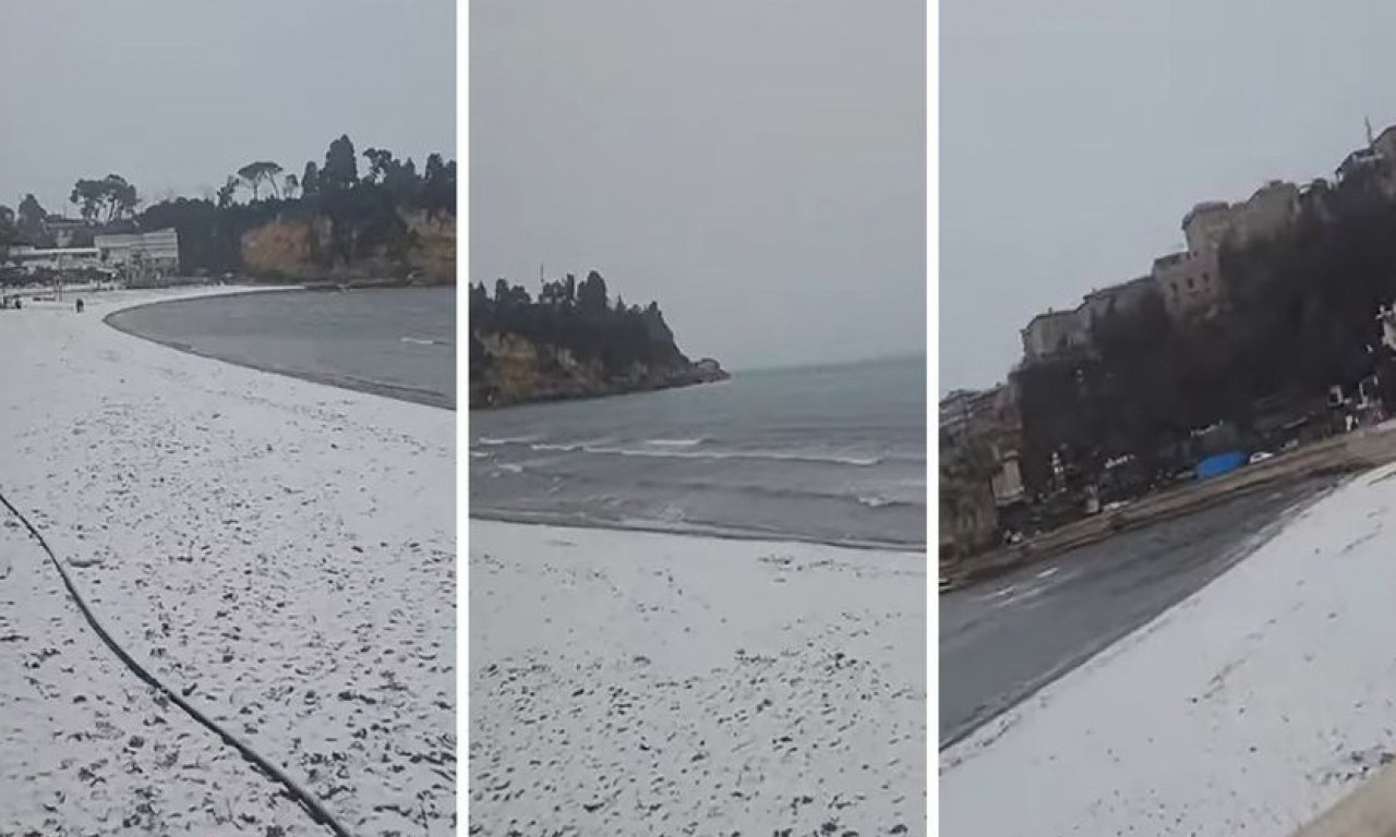 POJAVILI SE NOVI SNIMCI POZNATE PLAŽE U CRNOJ GORI: Sva je pod snegom, a izdato i hitno upozorenje!