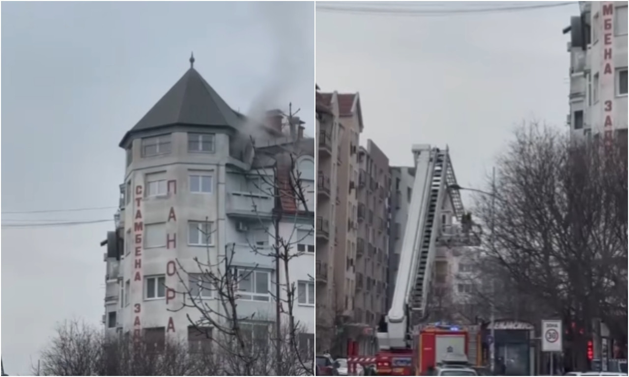 GORI POSLEDNJI SPRAT ZGRADE U NOVOM SADU Vatrogasci na terenu, iz prostorija izbija dim