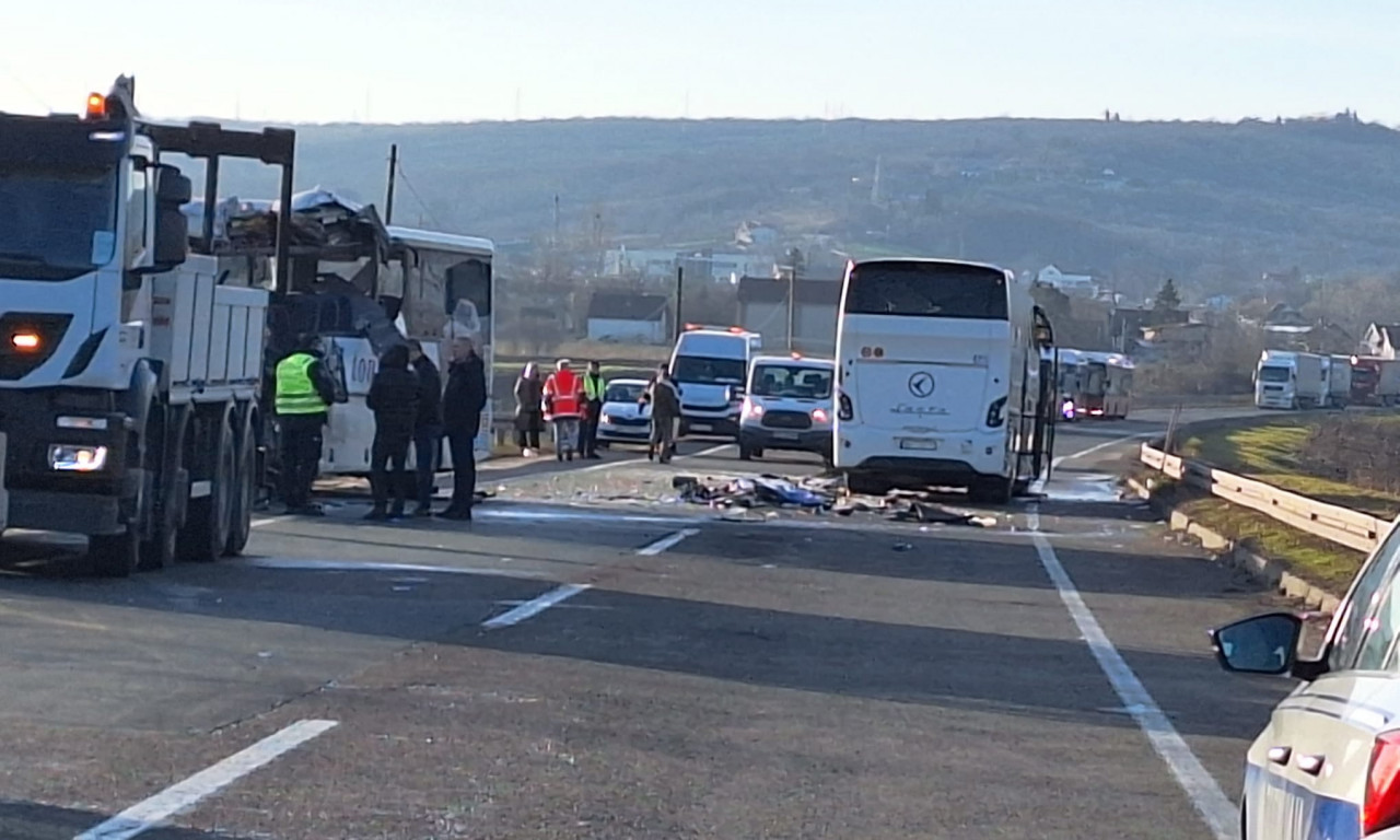 JEZIVI BILANS STRAŠNE NESREĆE KOD UMKE Poginuli vozač i putnica, 19 povređenih, srča svuda po putu (FOTO)