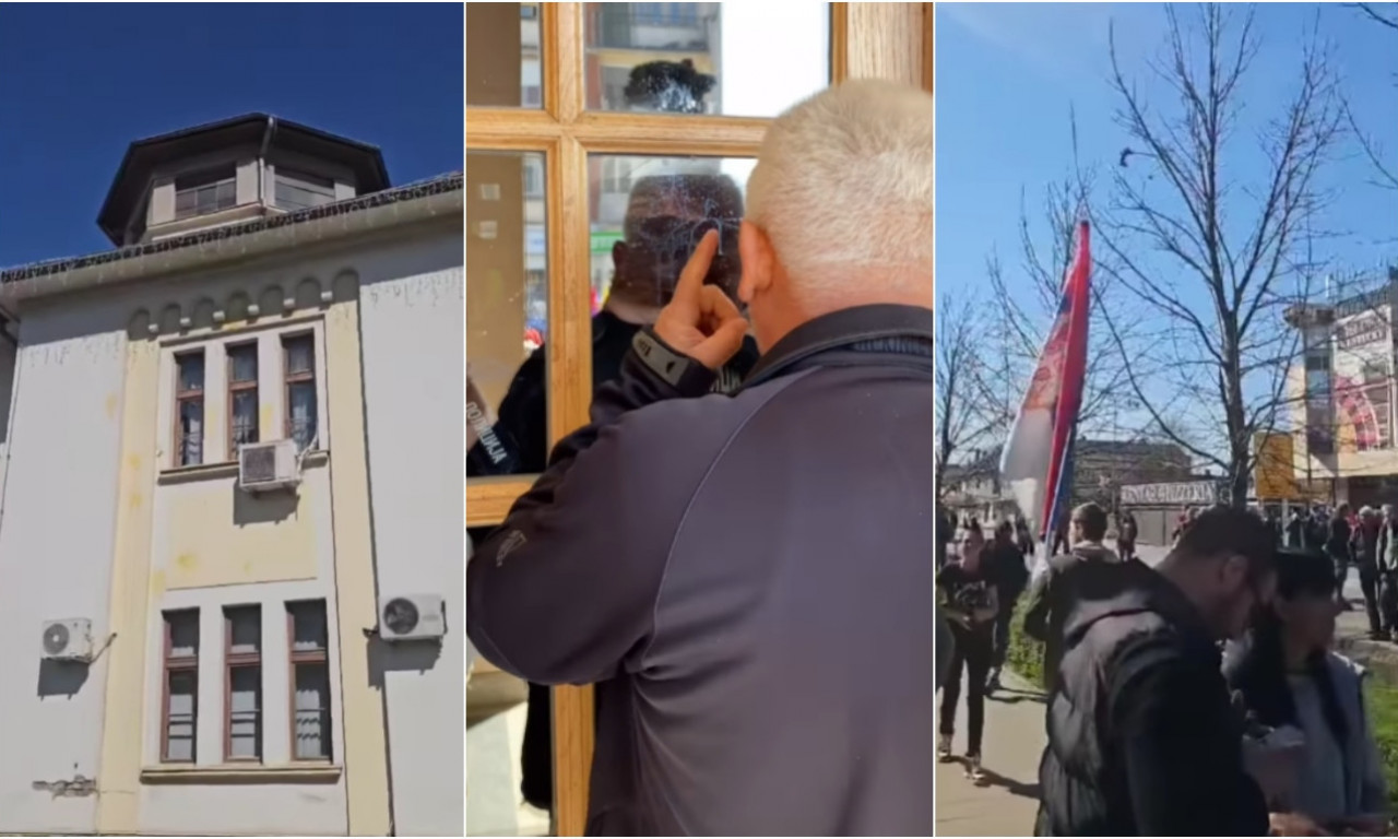 OPOZICIJA POKUŠALA NASILNO DA UĐE U ZGRADU OPŠTINE BOGATIĆ Zasuli ulaz i zidove jajima i kamenicama (VIDEO)