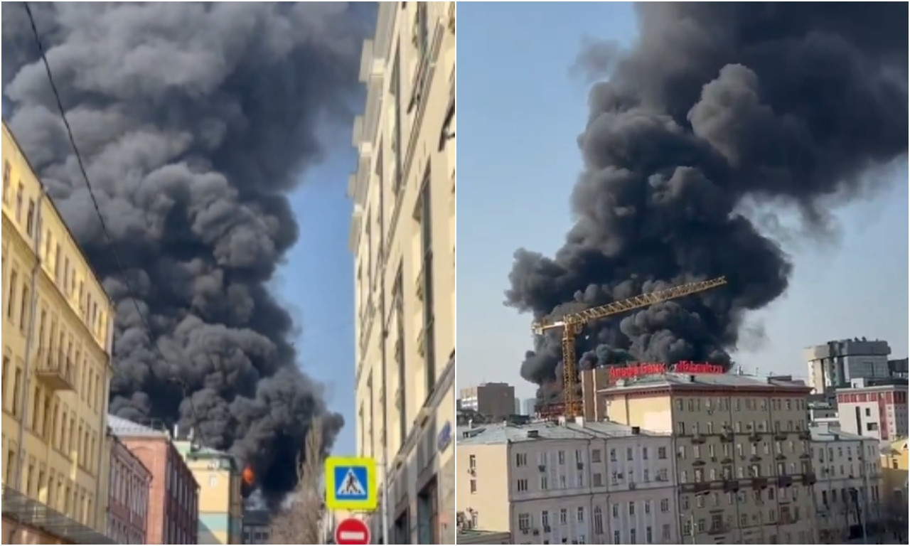 GORI LUKSUZNI KOMPLEKS Centar Moskve u plamenu! Pogledajte haotične scene požara (VIDEO)