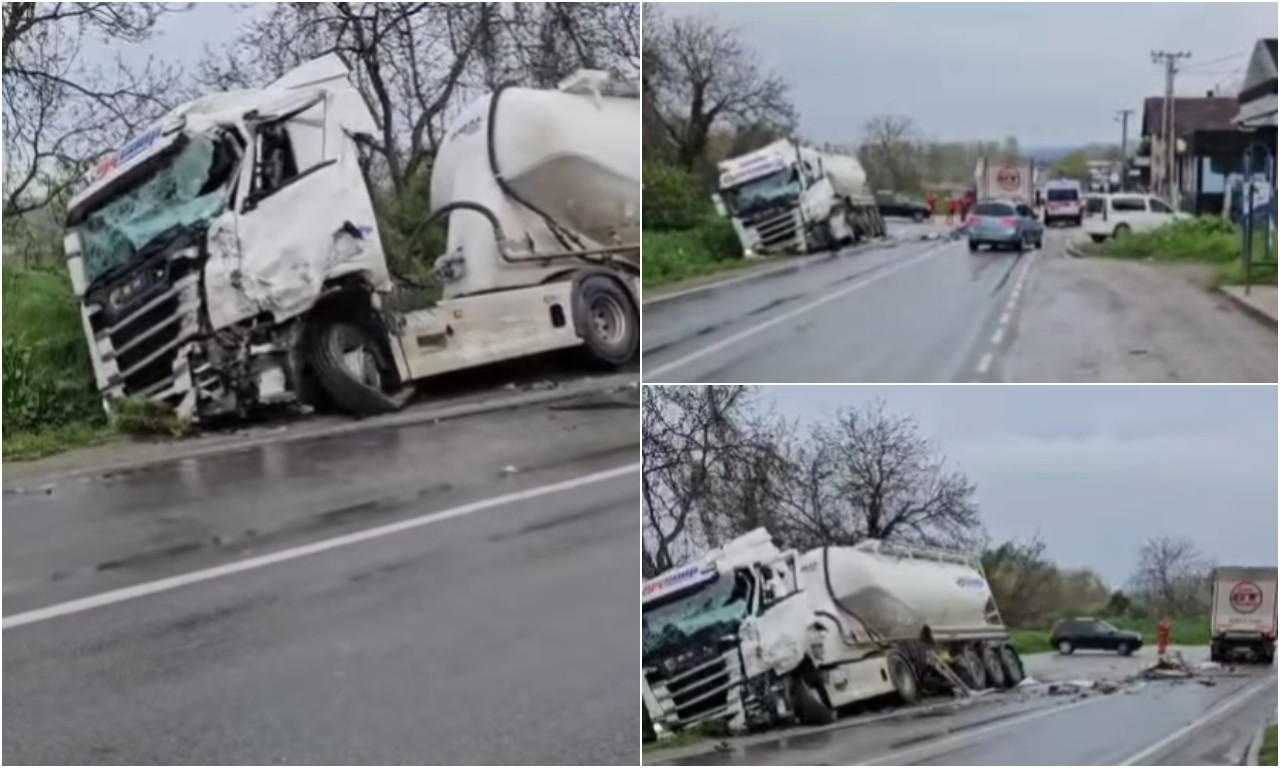 SUDAR DVA KAMIONA Žestoka saaobraćajka u Beočinu - saobraćaj obustavljen (FOTO+VIDEO)